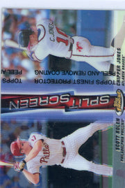 Scott Rolen Chipper Jones 1999 Topps Chrome Split Screen refractor with peel coating