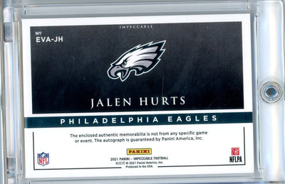 Jalen Hurts 2021 Panini Impeccable Football Elegance Veteran Patch Autograph #'d 16/25