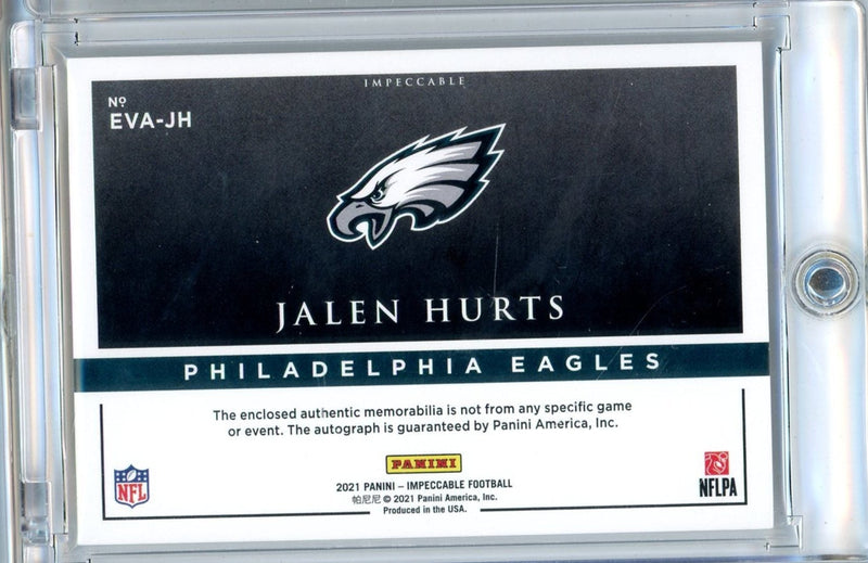 Jalen Hurts 2021 Panini Impeccable Football Elegance Veteran Patch Autograph 
