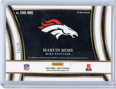 Marvin Mims 2023 Panini Select Jumbo Rookie Patch White #'d 14/75