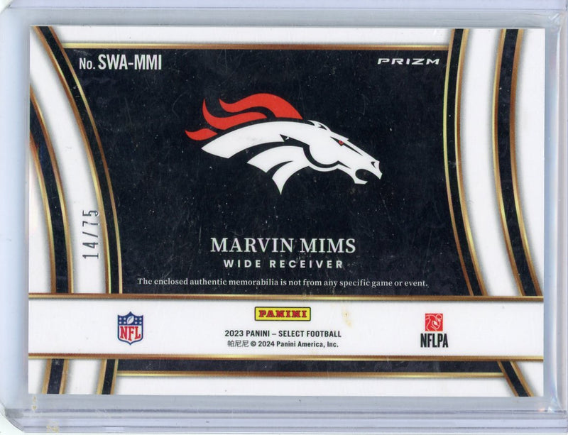 Marvin Mims 2023 Panini Select Jumbo Rookie Patch White 