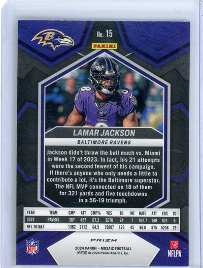 Lamar Jackson 2024 Panini Mosaic Honeycomb SSP