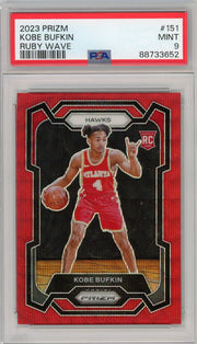 Kobe Bufkin 2023 Panini Prizm ruby wave prizm rookie card PSA 9