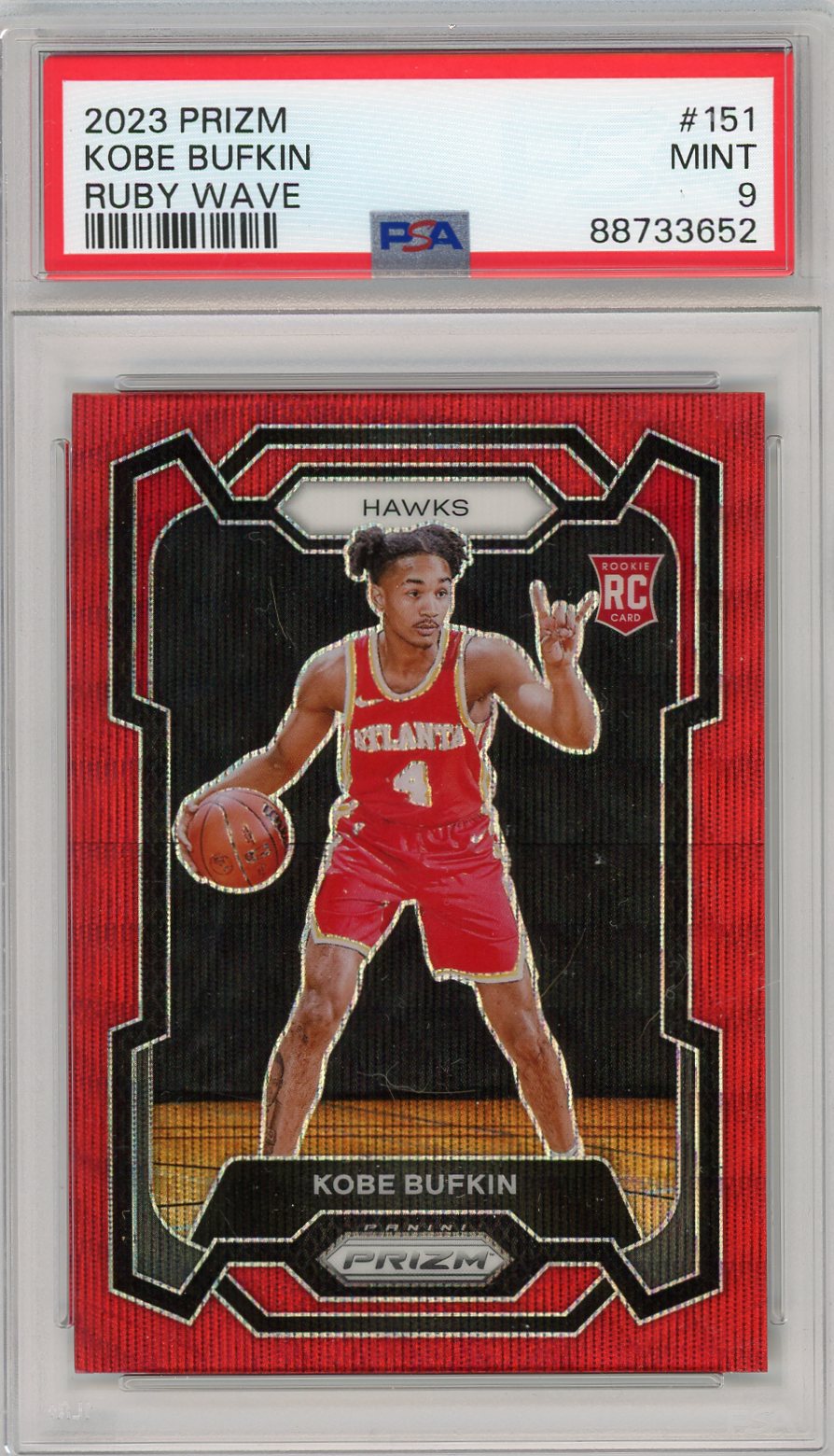 Kobe Bufkin 2023 Panini Prizm ruby wave prizm rookie card PSA 9
