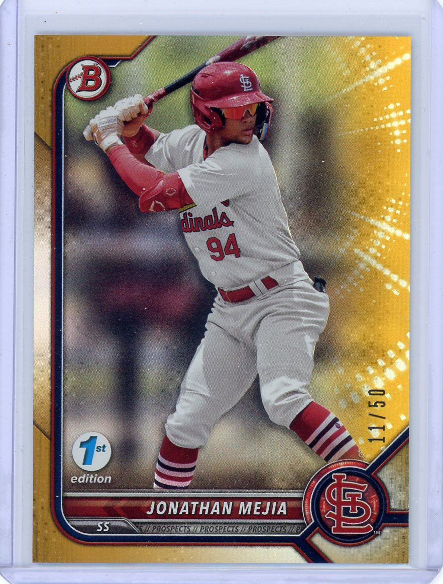 Jonathan Mejia 2022 Bowman Draft 1st Edition gold foil #'d 11/50