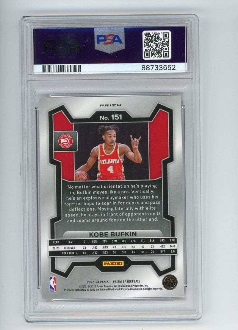 Kobe Bufkin 2023 Panini Prizm ruby wave prizm rookie card PSA 9