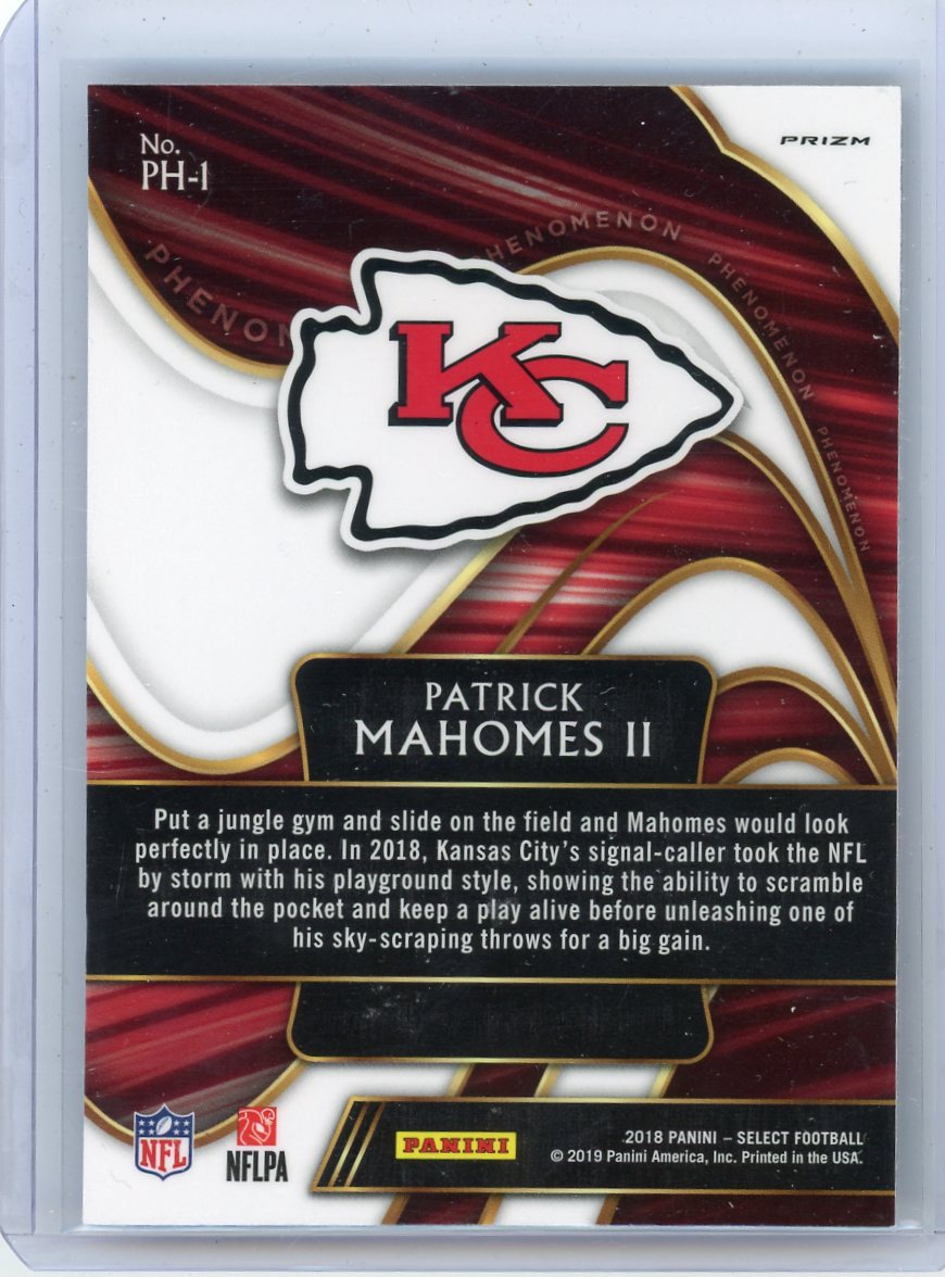 Patrick Mahomes II 2018 Panini Select Phenomenon Prizm