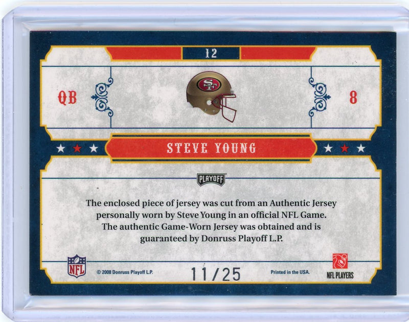 Steve Young 2008 Donruss National Treasures Playoff Super Bowl auth. game-used relic 