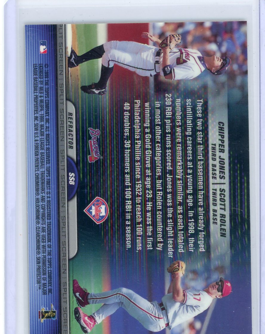 Scott Rolen Chipper Jones 1999 Topps Chrome Split Screen refractor with peel coating