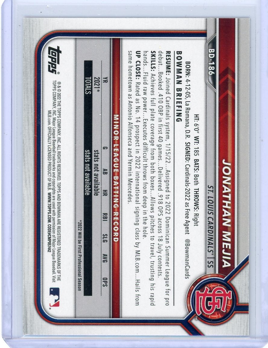 Jonathan Mejia 2022 Bowman Draft 1st Edition gold foil #'d 11/50