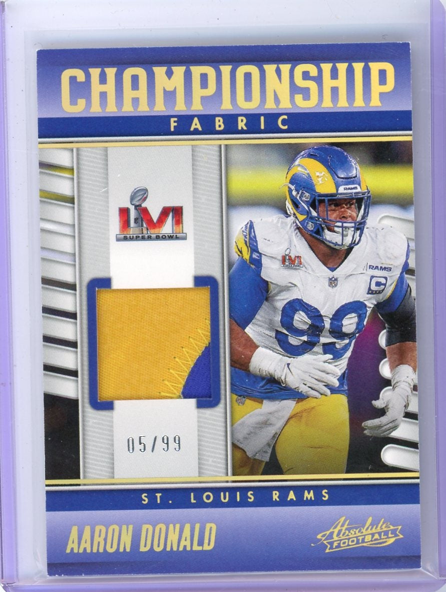 Aaron Donald 2023 Panini Absolute Championship Fabric Patch #'d 05/99