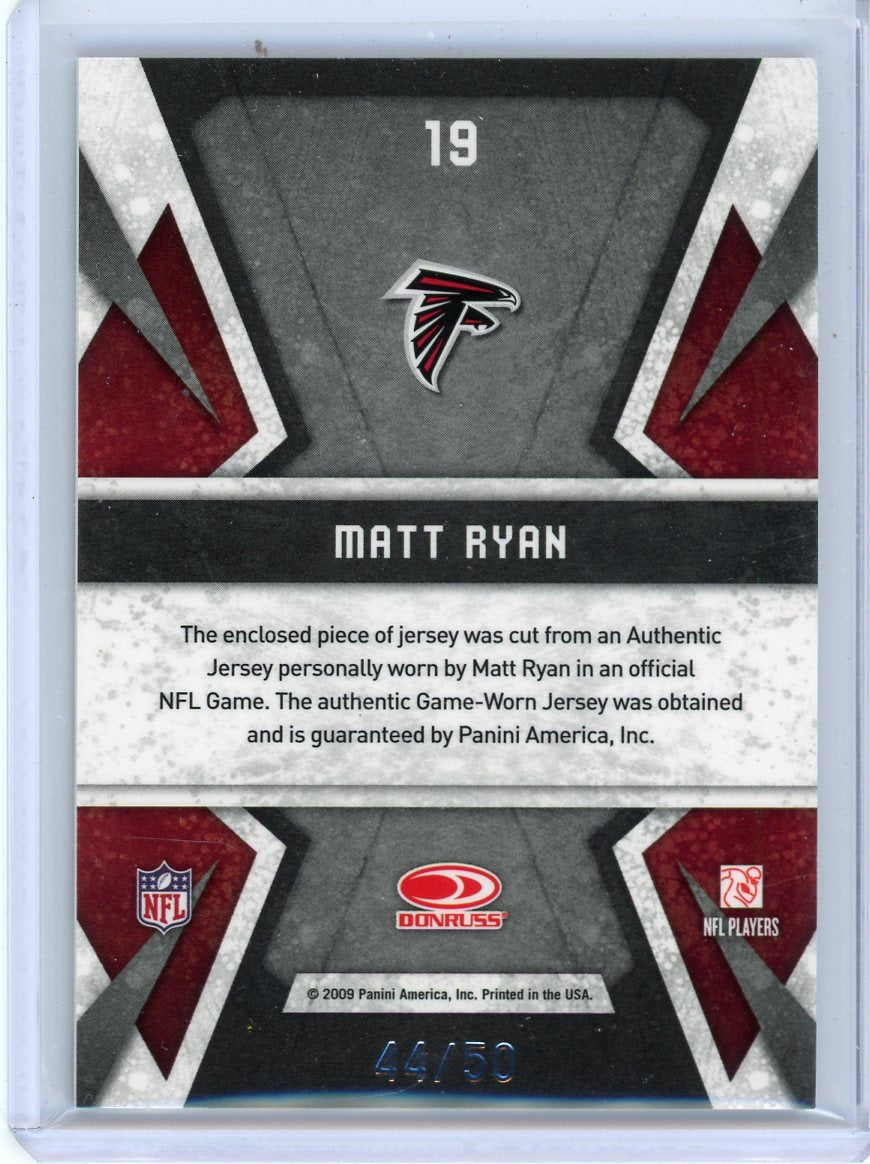 Matt Ryan 2009 Panini Limited Banner Season auth. game-used jersey relic #'d 44/50