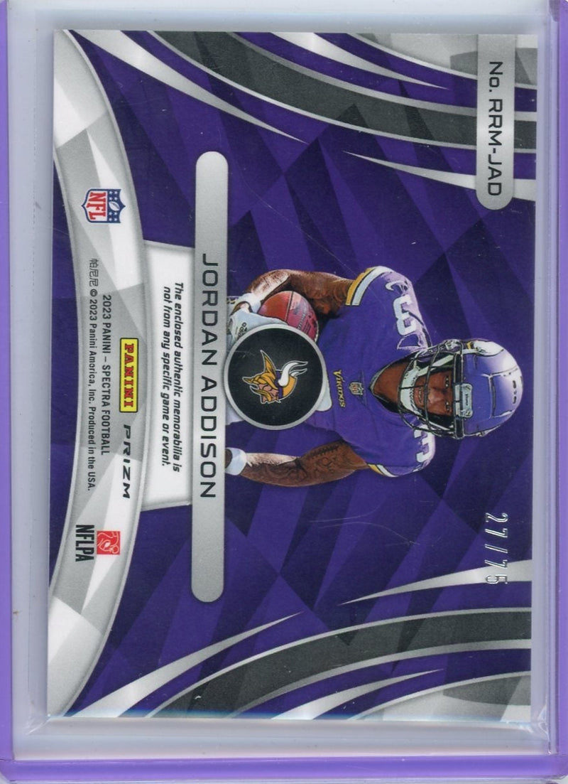 Jordan Addison 2023 Panini Spectra Rising Rookie Celestial Dual Patch 