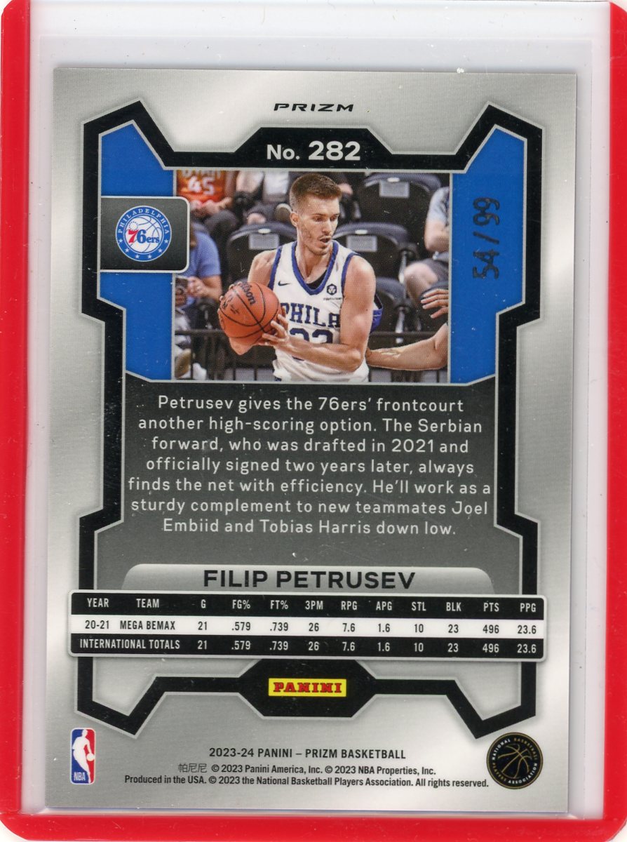 Flip Petrusev 2023 Panini Prizm purple prizm rookie card #'d 54/99