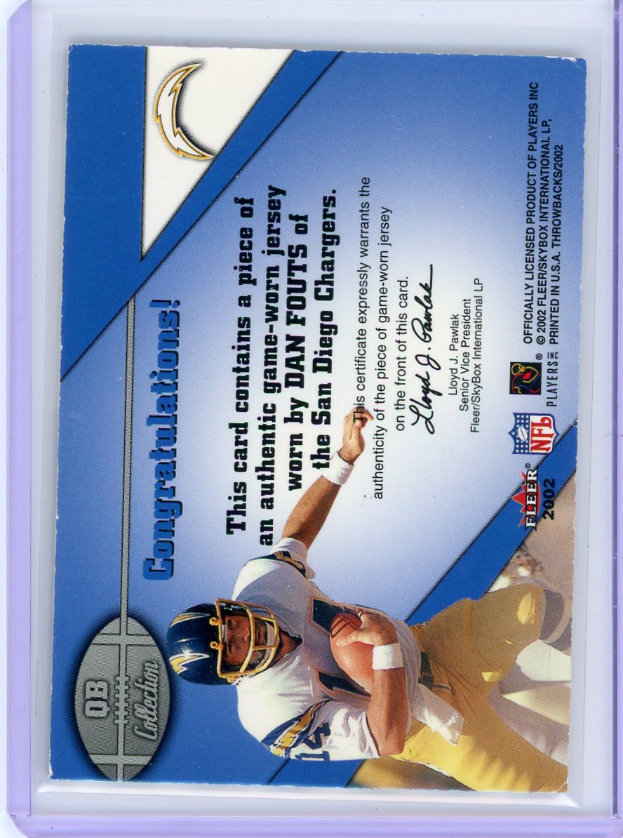 Dan Fouts 2002 Fleer Throwbacks auth. game-used jersey relic