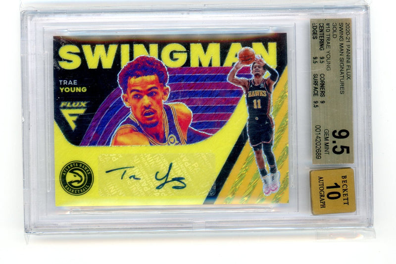 Trae Young 2020 Panini Flux Swing Man Signatures Gold 