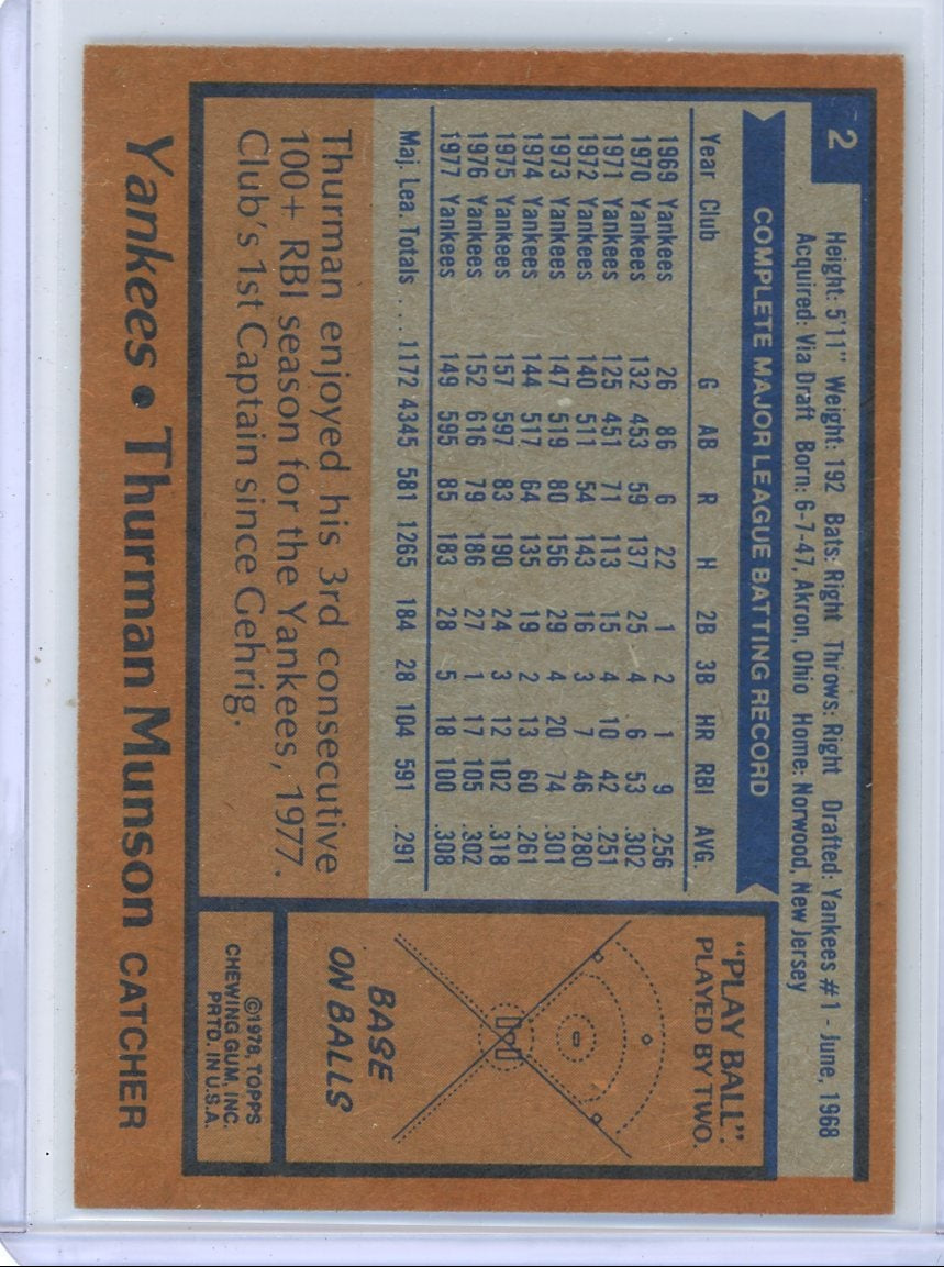 Thurman Munson 1978 Topps Baseball #2