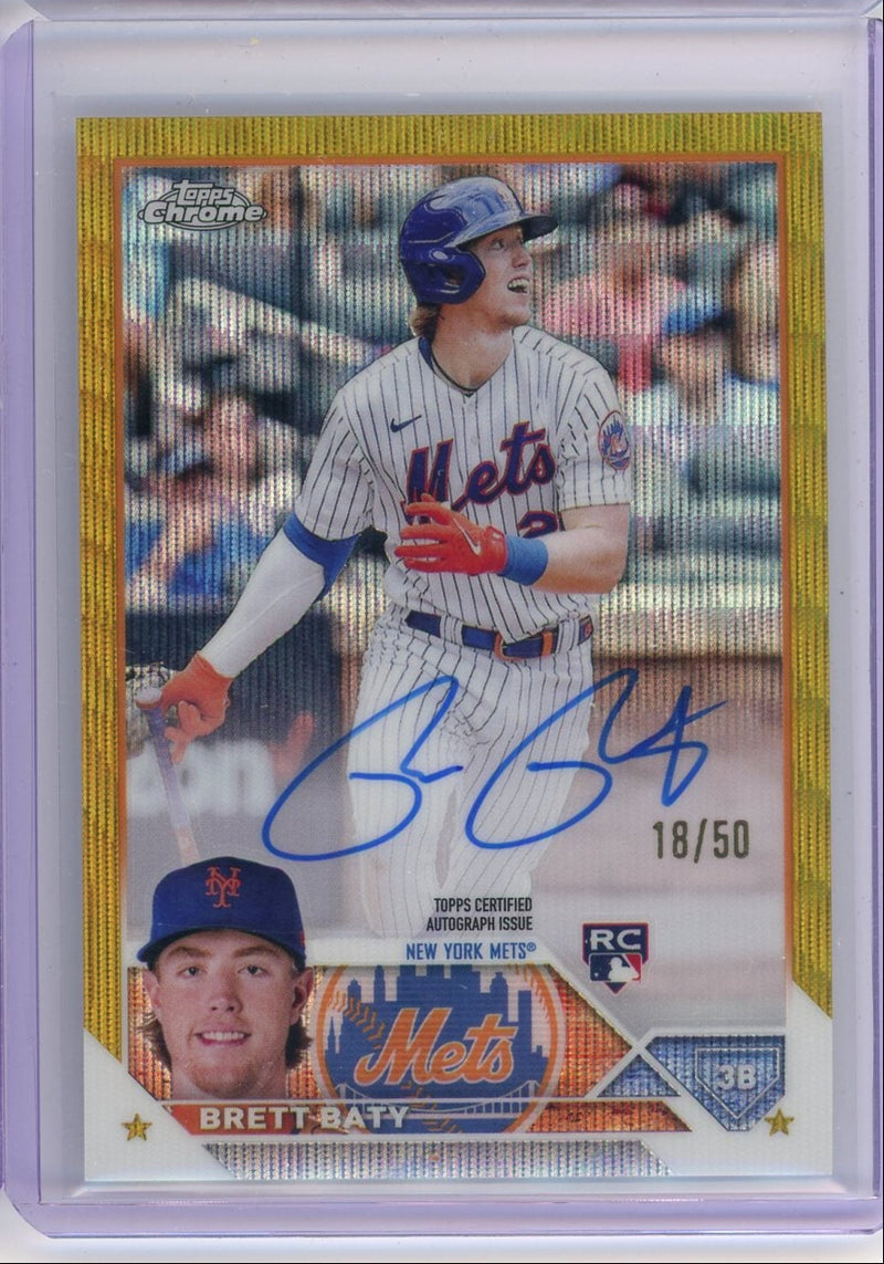 Brett Baty 2023 Topps Chrome Gold Wave Rookie Autograph 