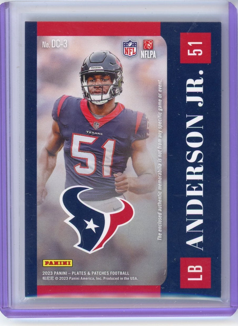 Will Anderson Jr. 2023 Panini Plates & Patches Double Coverage 