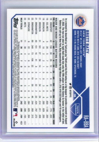 Brett Baty 2023 Topps Chrome Gold Wave Rookie Autograph #'d 18/50