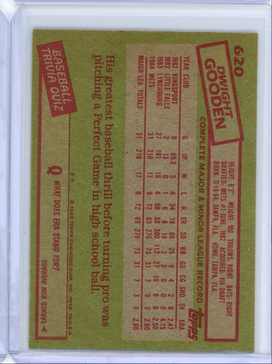 Dwight Gooden 1985 Topps Baseball RC #620