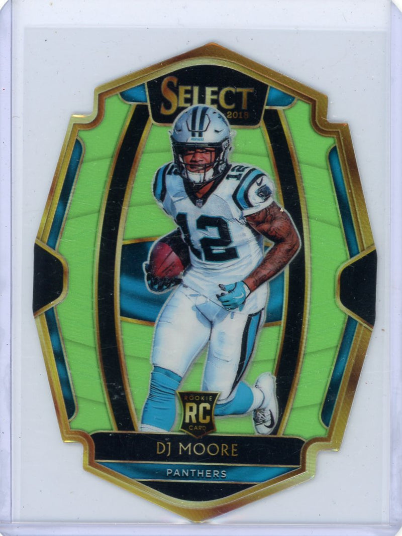 DJ Moore 2018 Panini Select lime green prizm die-cut rookie card 