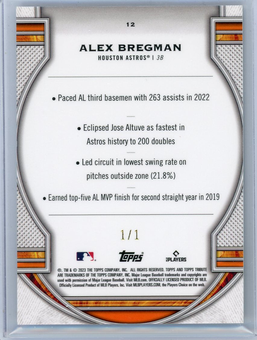 Alex Bregman 2023 Topps Tribute Black #'d 1/1