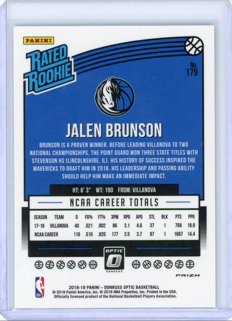 Jalen Brunson 2018-19 Panini Donruss Optic Shock Rated Rookie