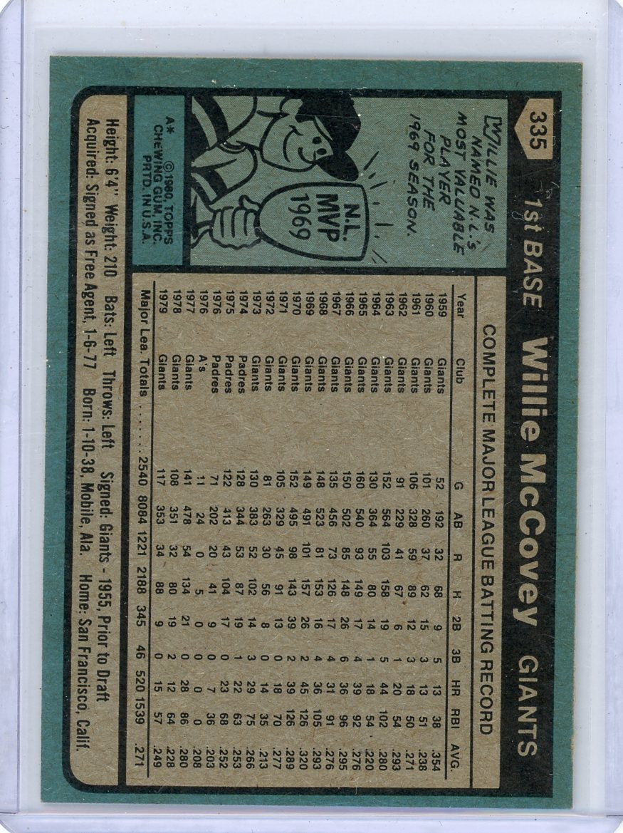 Willie McCovey 1980 Topps #335
