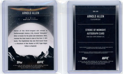 Arnold Allen 2024 Topps Midnight UFC auto #'d 62/75 + base pink #'d 58/99 2-card lot