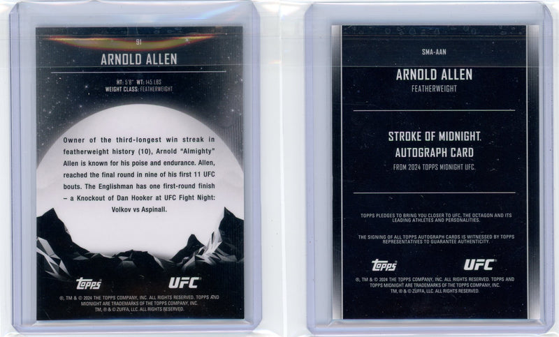 Arnold Allen 2024 Topps Midnight UFC auto 