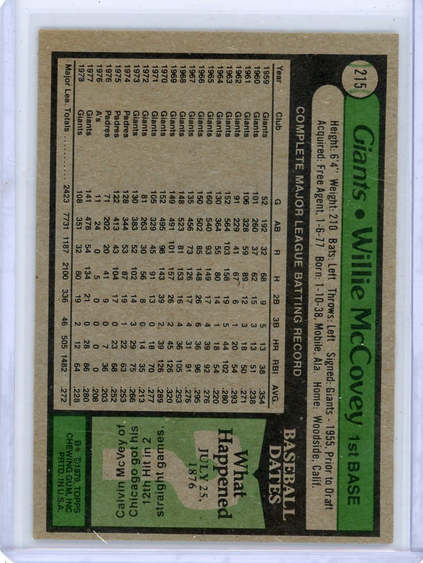 Willie McCovey 1979 Topps #215