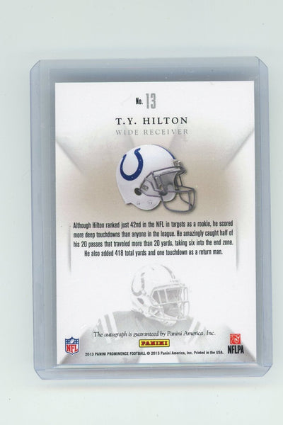 TY Hilton 2013 Panini Prominence Eminence Signatures autograph #'d 458/999