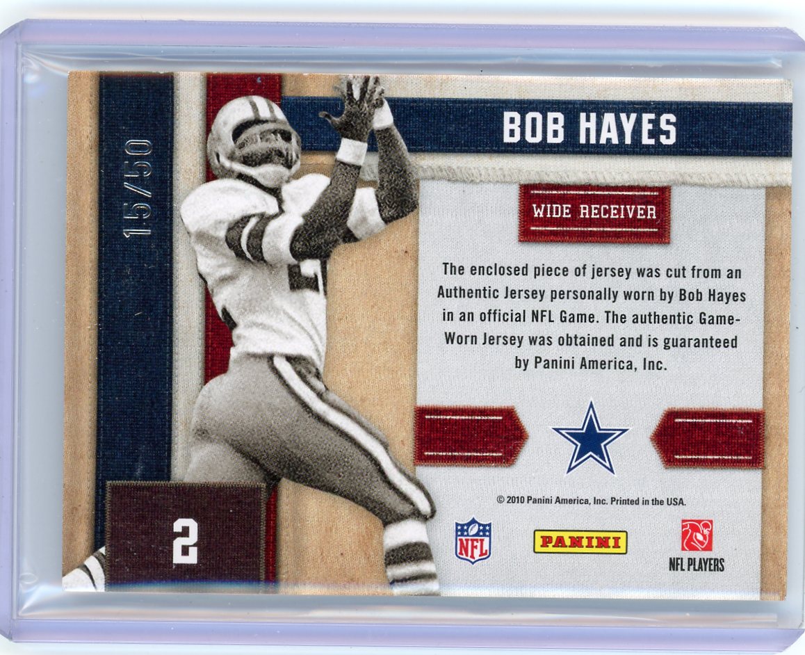 Bob Hayes 2010 Panini Absolute Canton auth. game-used jersey relic #'d 15/50