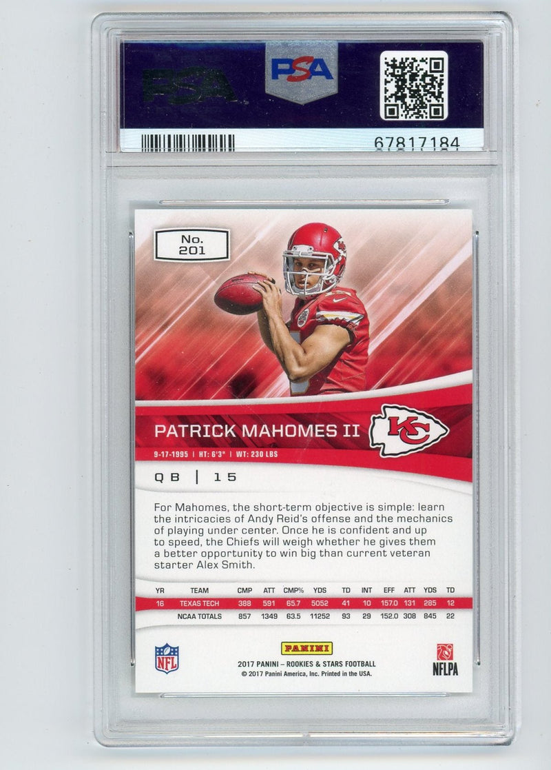 Patrick Mahomes II 2017 Panini Rookies & Stars rookie card PSA 10