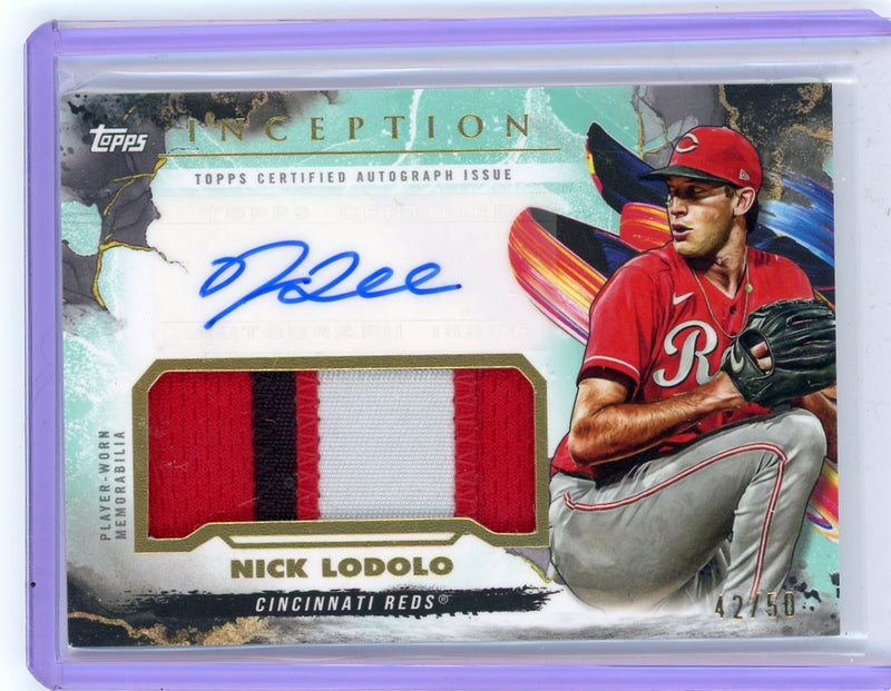Nick Lodolo 2023 Topps Inception autograph patch rookie card 