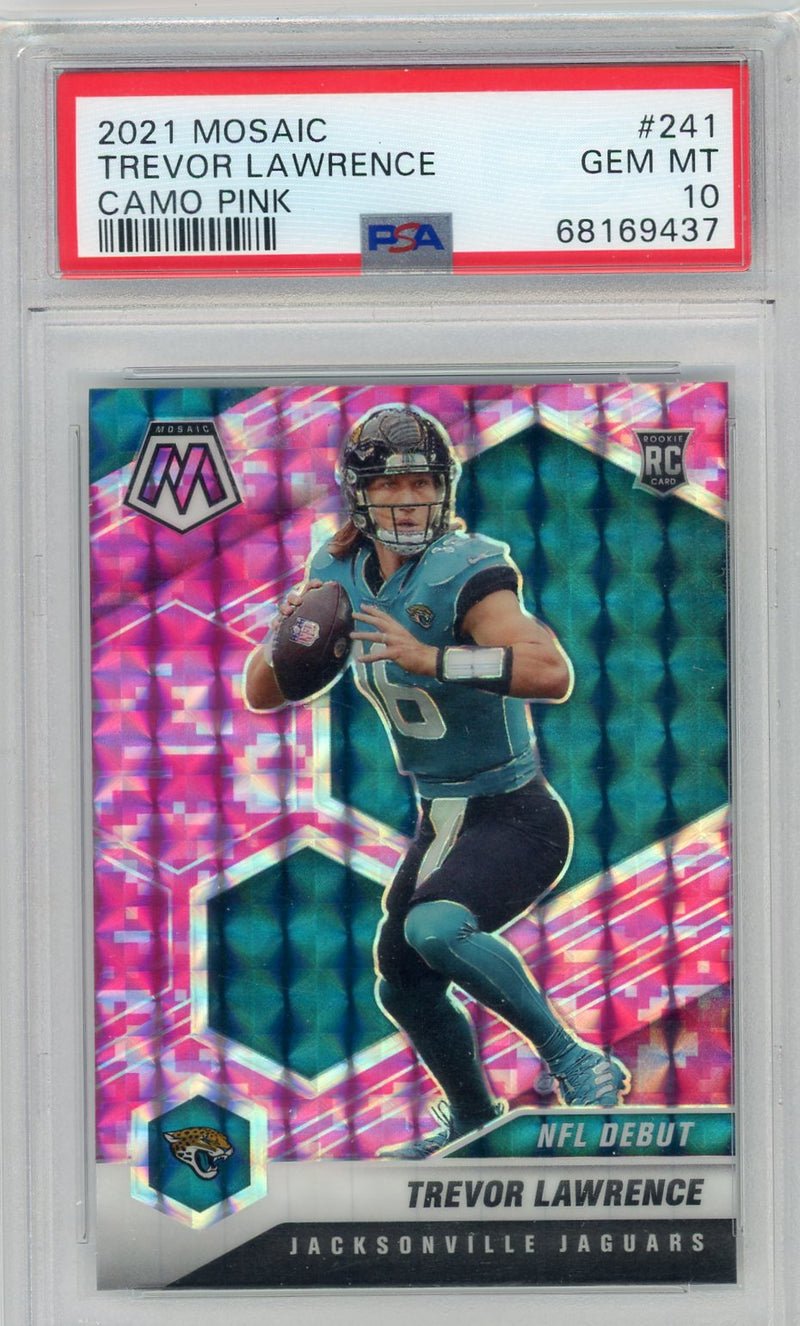 Trevor Lawrence 2021 Mosaic camo pink rookie card PSA 10