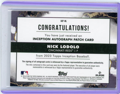 Nick Lodolo 2023 Topps Inception autograph patch rookie card #'d 42/50