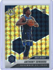 Anthony Edwards 2020-21 Panini Mosaic NBA Debut Reactive Yellow Rookie