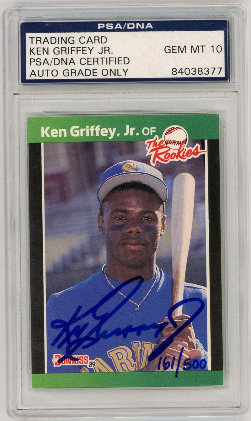 Ken Griffey Jr. 1989 Donruss The Rookies Auto Hand Numbered 161/500 PSA/DNA 10