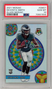 Devonta Smith 2021 Panini Mosaic Glass Mosaic RC PSA 10