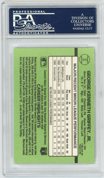 Ken Griffey Jr. 1989 Donruss The Rookies Auto Hand Numbered 161/500 PSA/DNA 10