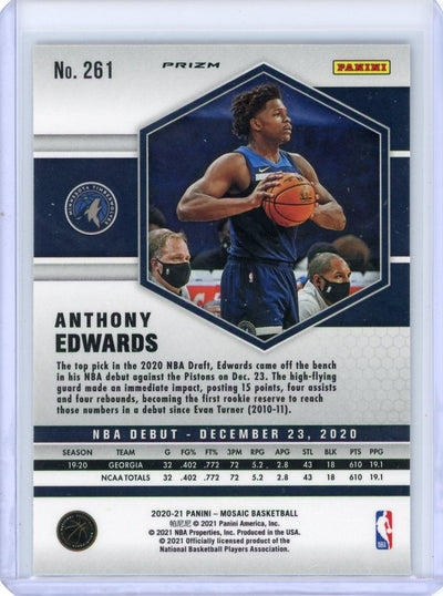 Anthony Edwards 2020-21 Panini Mosaic NBA Debut Reactive Yellow Rookie