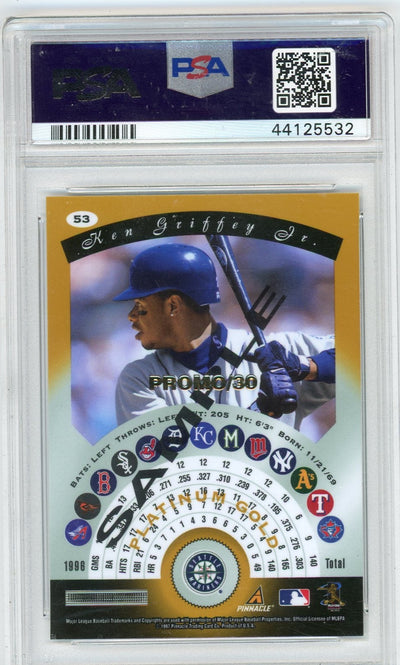 Ken Griffey Jr. 1997 Pinnacle Totally Certified Platinum Gold Sample PSA 9