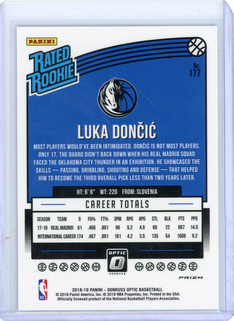 Luka Doncic 2018-19 Panini Donruss Optic Shock Rated Rookie
