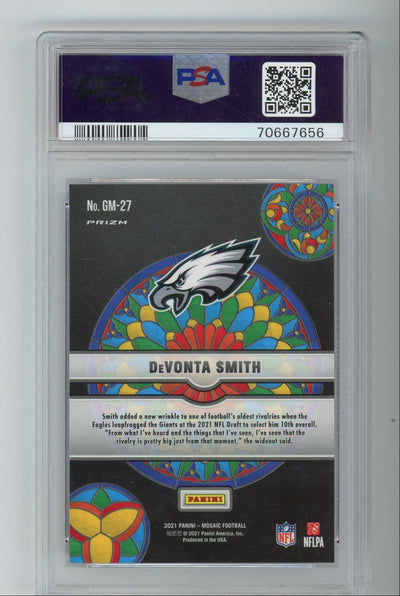 Devonta Smith 2021 Panini Mosaic Glass Mosaic RC PSA 10