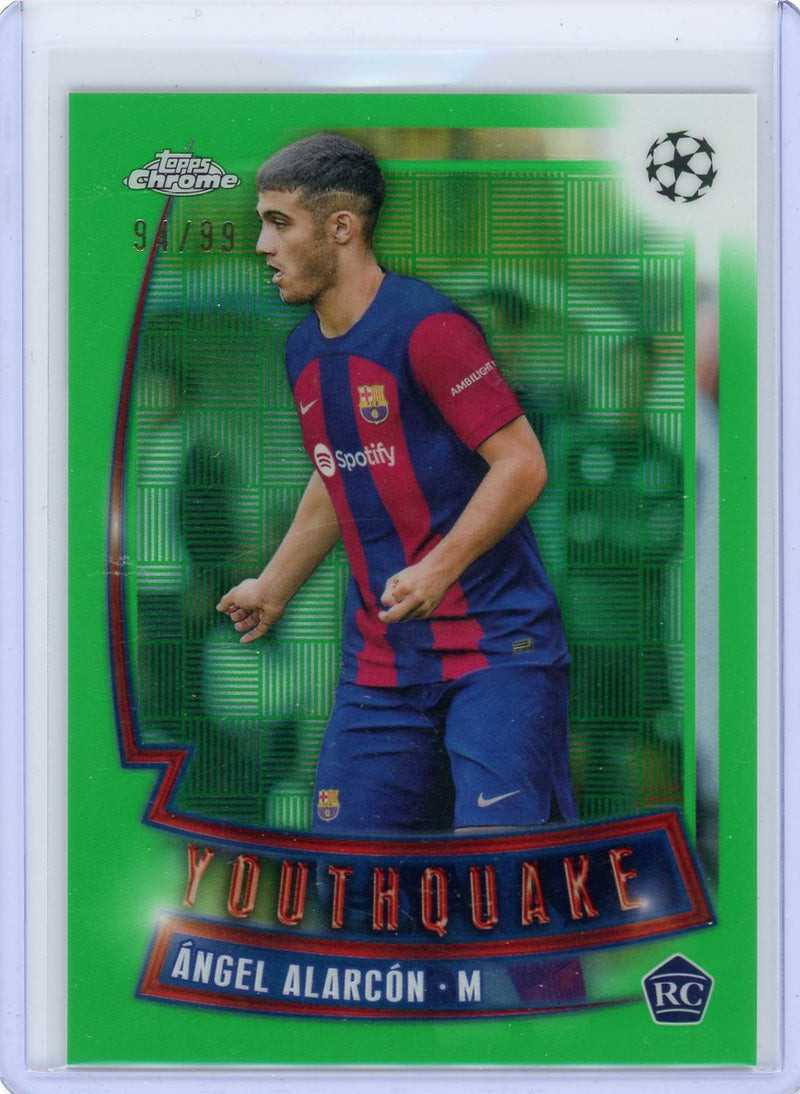 Angel Alarcon 2024 Topps Chrome UEFA Youthquake green refractor rookie card 