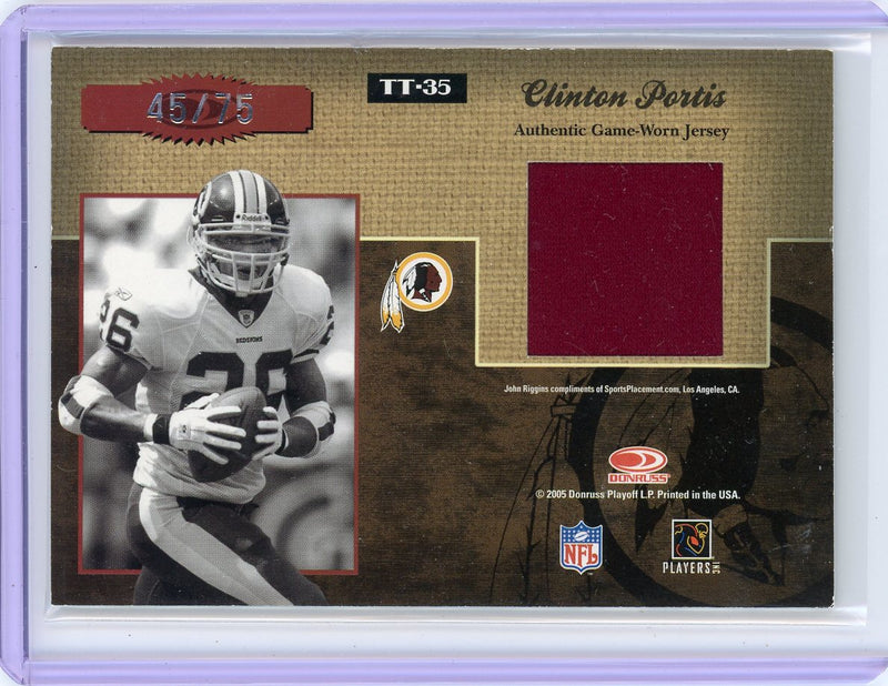 John Riggins Clinton Portis 2005 Donruss Elite Throwback Threads double jersey relic 