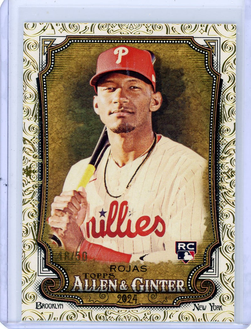 Johan Rojas 2024 Topps Allen & Ginter Gold Foil Filagree rookie card 