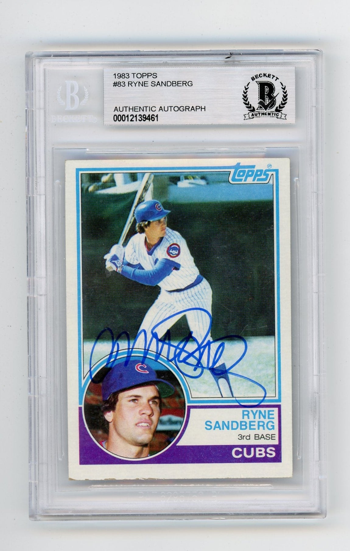 Ryne Sandberg 1983 Topps Authentic Autograph Beckett (IP auto)